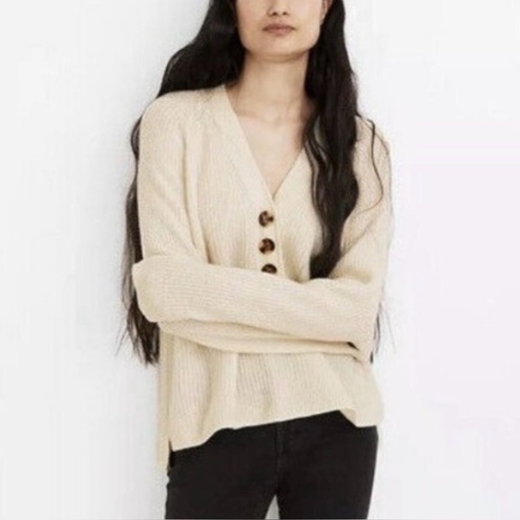 Madewell Ribbed Lyle Henley Sweater - Antique Cream in size XS - Picture 1 of 7